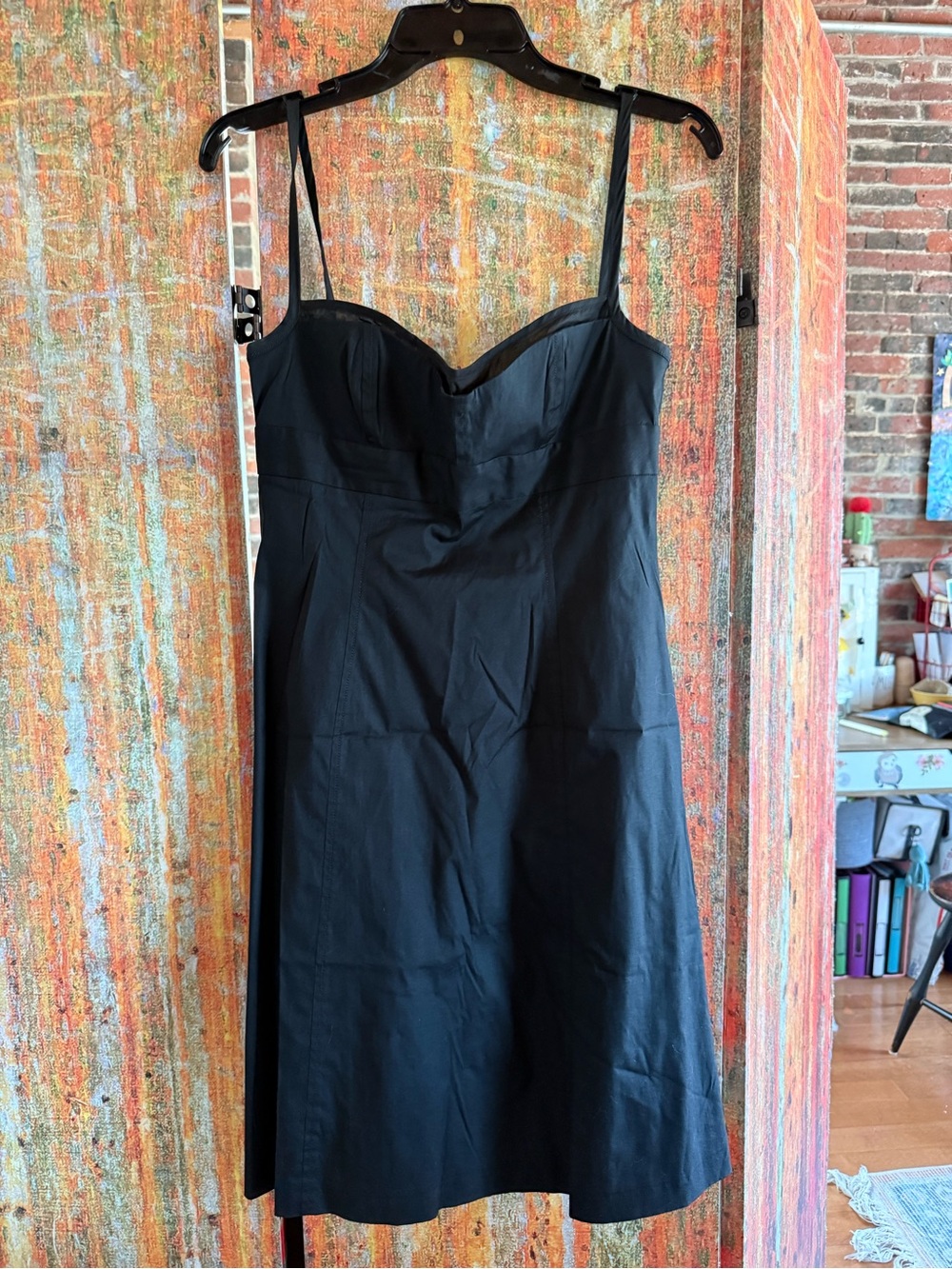 J. Crew Black Spaghetti-Strap Sweetheart Mini Dress